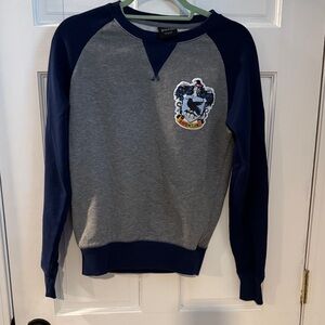Gray and Blue Women's Crew Neck Sweater
